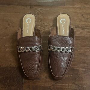 Brown Croc Mules